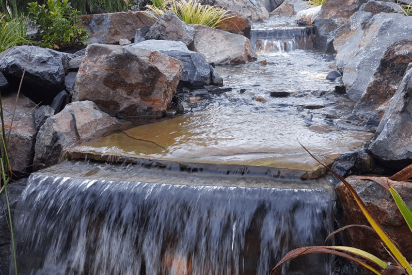 Waterscape flowing through garden